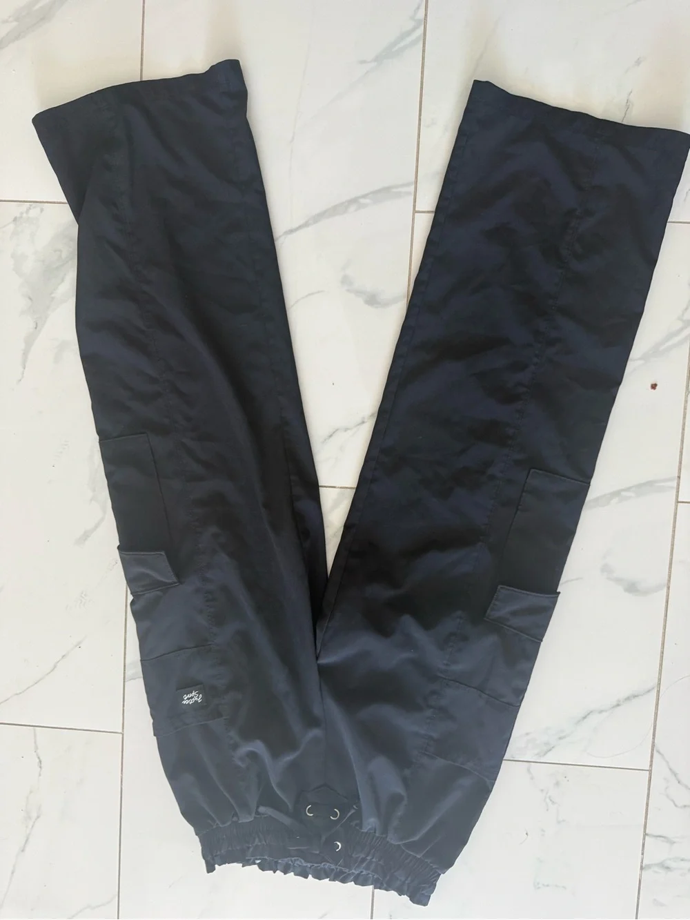 Justice Kids Black Cargo Pants with Drawstring Waist